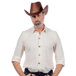Aito Western-paita Miehille Luonnonvalkoinen
