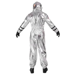 Astronautin hopeinen Metallic miesten naamiaisasu