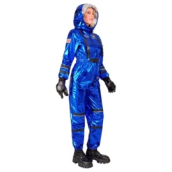 Astronautin sininen Metallic-naamiaisasu naisille