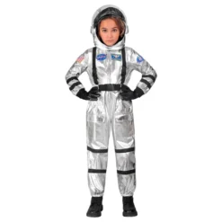 Astronauttihopea Metallic Lasten Naamiaisasu