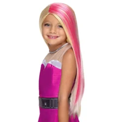 Barbie vaaleanpunainen/blondi lasten peruukki
