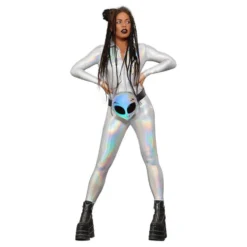 Catsuit Silver Holographic Naamiaisasu