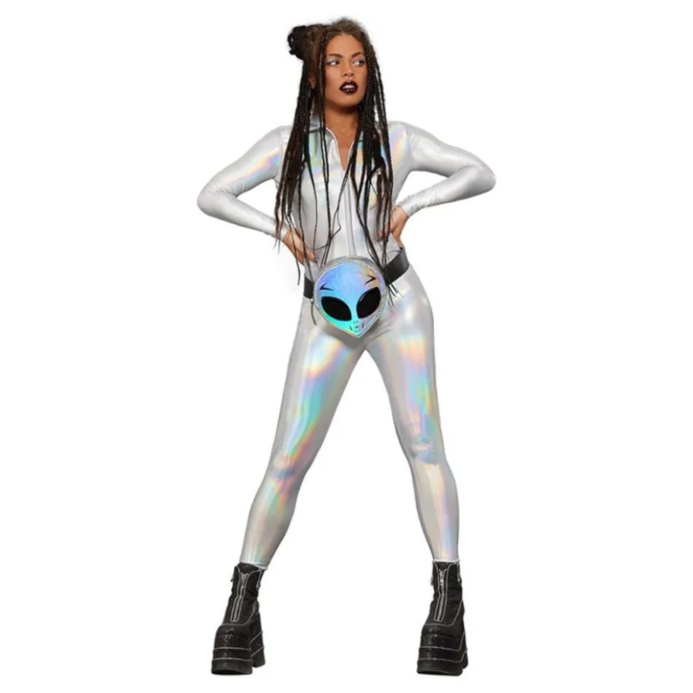 Catsuit Silver Holographic Naamiaisasu