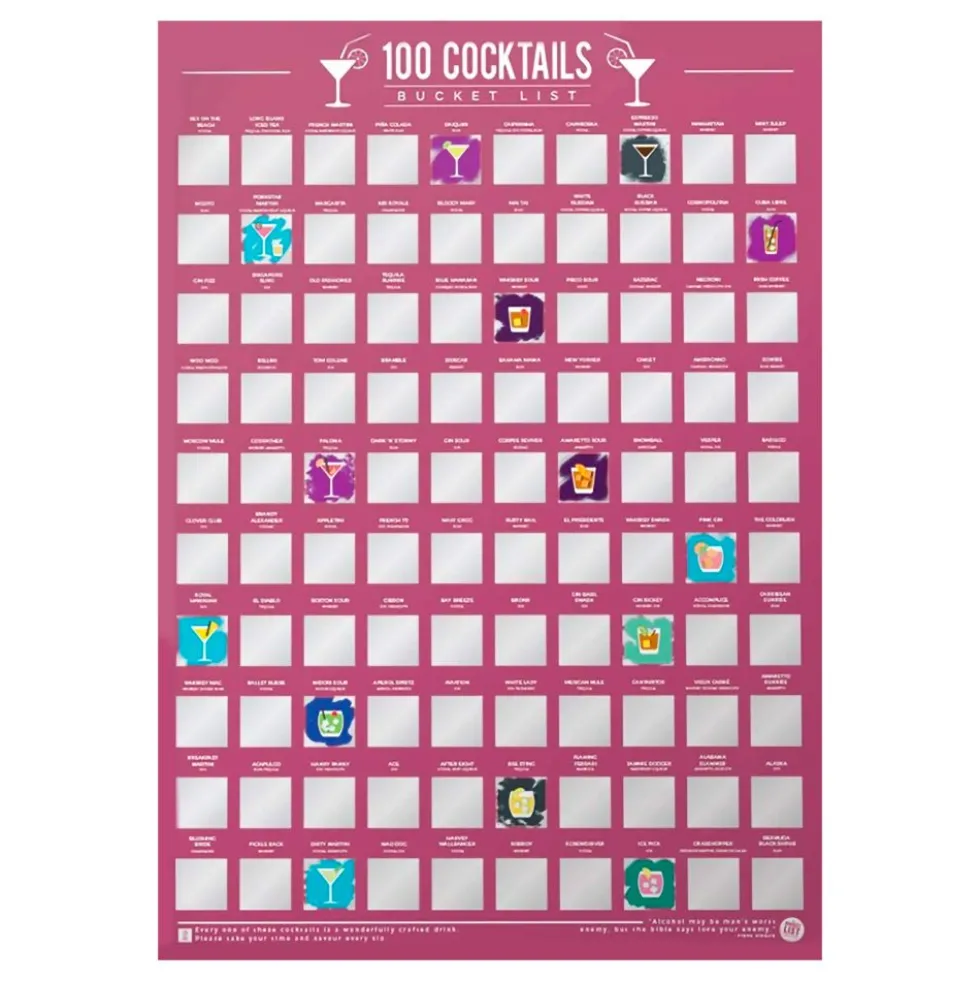 100 Cocktails Bucketlist Raaputustaulu