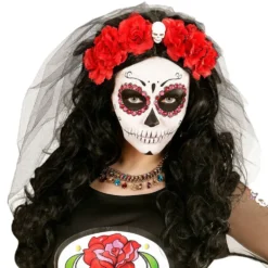 Day of the Dead Diadeemi Punaisilla Ruusuilla