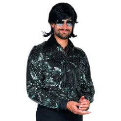 Disco-paita Miehelle Musta Turkoosi Deluxe