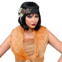 Flapper-tyylinen turkiskaulus asustesetti
