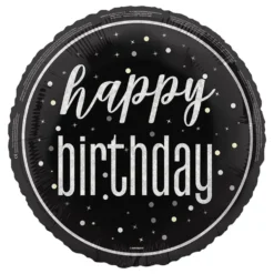 Folioilmapallo Happy Birthday Musta/Hopea