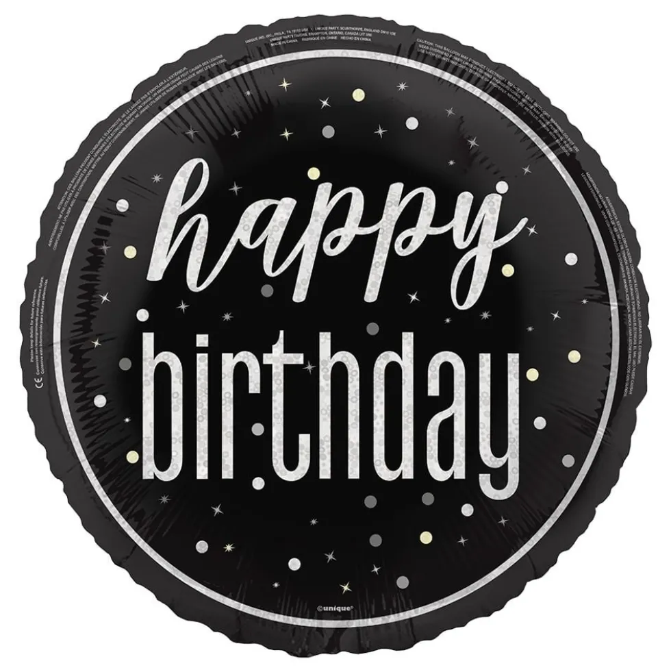 Folioilmapallo Happy Birthday Musta/Hopea