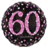 Folioilmapallo 60 Happy Birthday Vaaleanpunainen Sparkling
