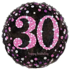 Folioilmapallo 30 Happy Birthday Vaaleanpunainen Sparkling