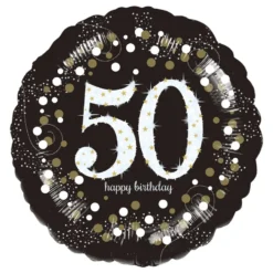 Folioilmapallo Pyöreä Sparkling Birthday 50