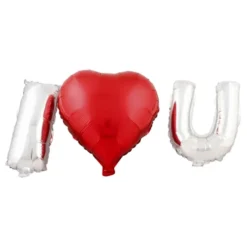 Folioilmapallot I Love U Punainen/Hopea