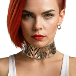 Futuristinen Hopeinen Choker-Kaulakoru