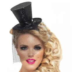Glitteriminihattu Musta