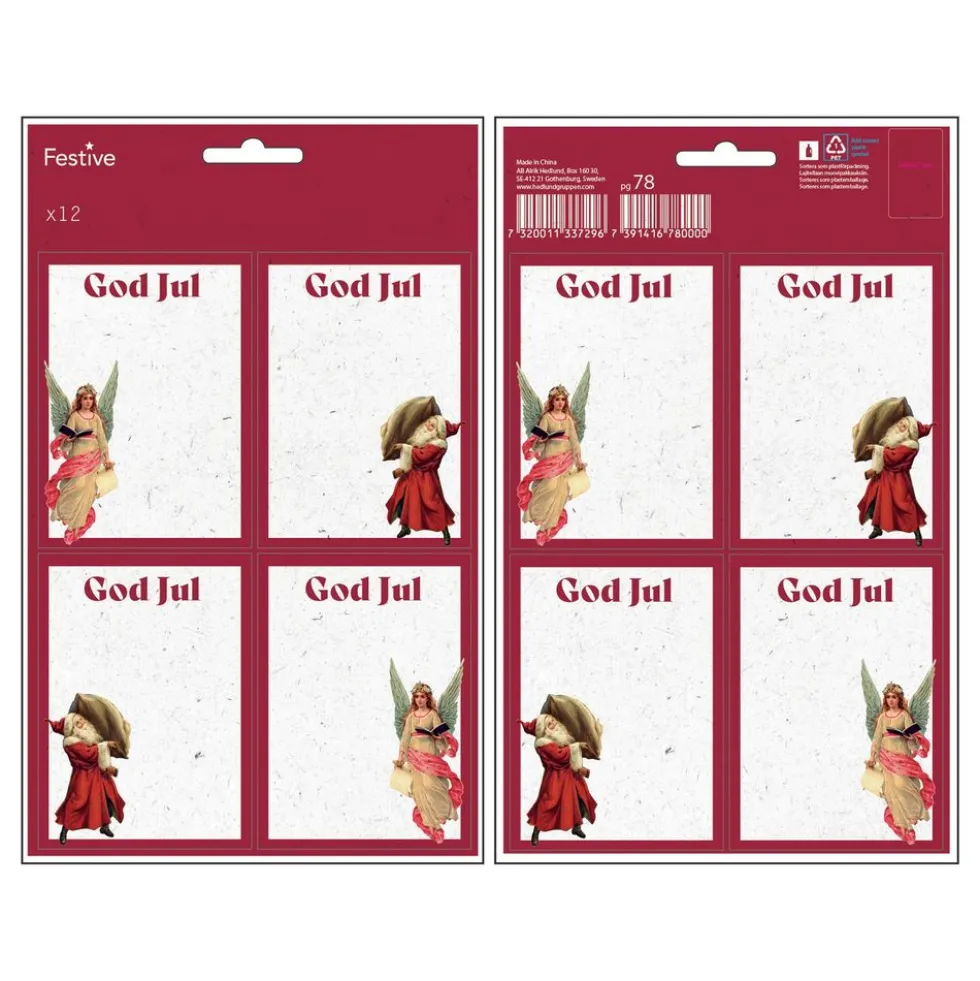 God Jul -joulupakettikortit, punainen
