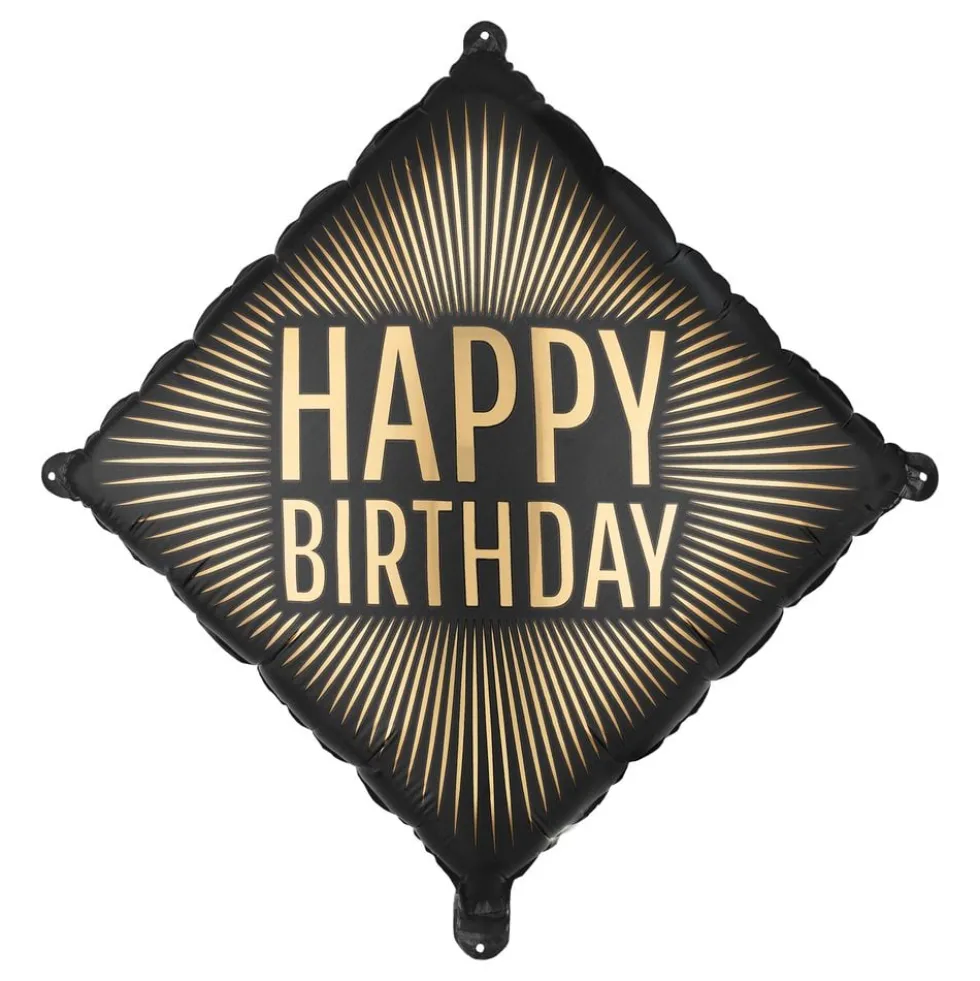 Happy Birthday -folioilmapallo Musta/Kulta