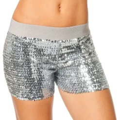 Hopeiset paljettihotpantsit