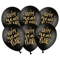 Ilmapallot Happy New Year Musta/Kultainen