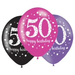 Ilmapallot 50 Vaaleanpunainen/Musta Happy Birthday