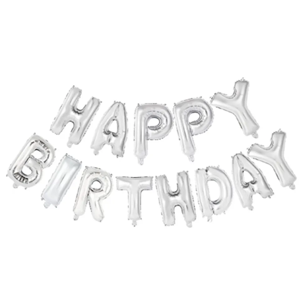 Ilmapalloviirinauha Happy Birthday Hopea