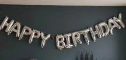Ilmapalloviirinauha Happy Birthday Hopea