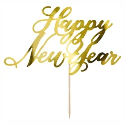 Kakkukoriste Happy New Year Kulta Metallic