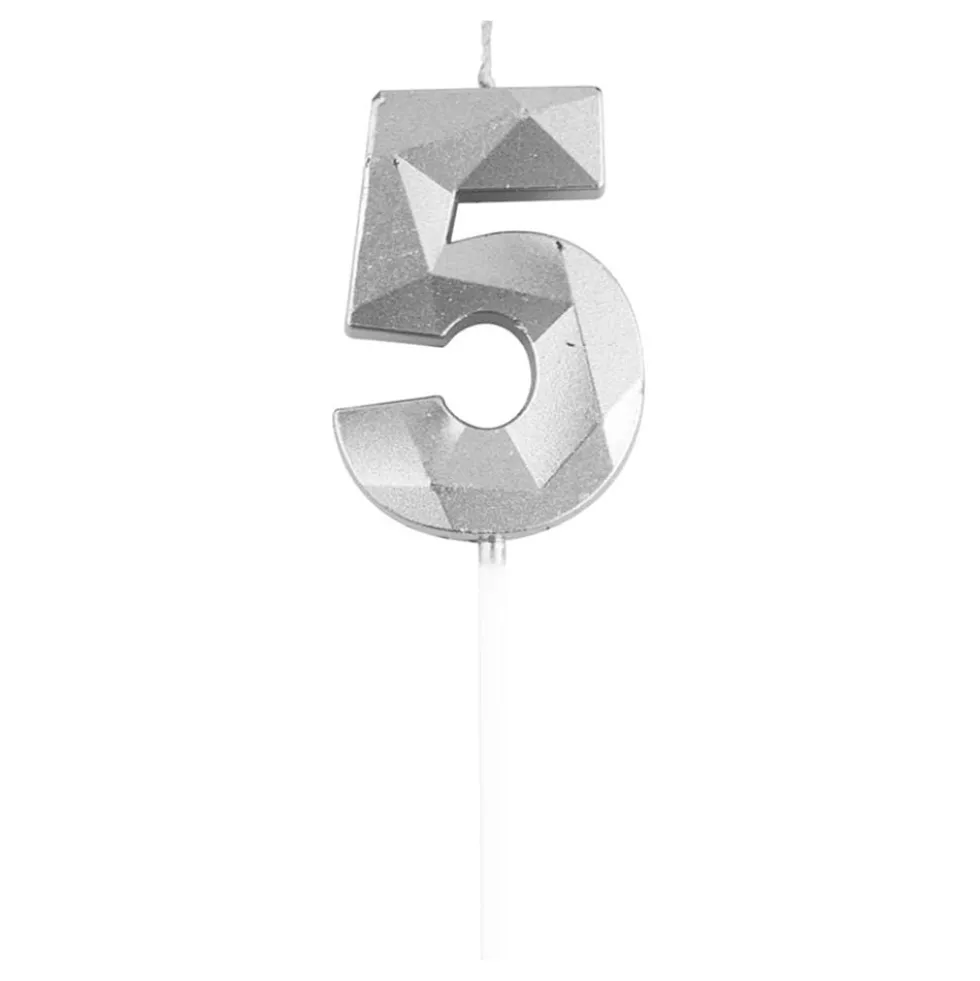Kakkukynttilä Numero Timantti Hopea
