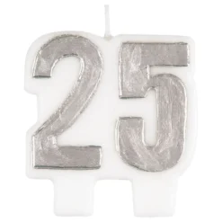 Kakkukynttilät Numero 25 Hopea