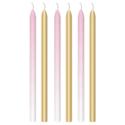 Kakkukynttilät Vaaleanpunainen/Kulta Ombre