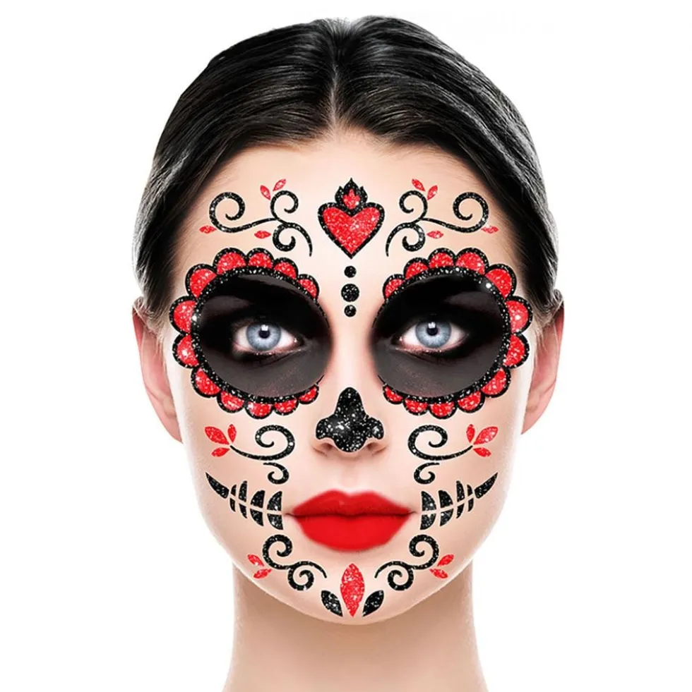 Kasvotatuointi Day of the Dead Glitter