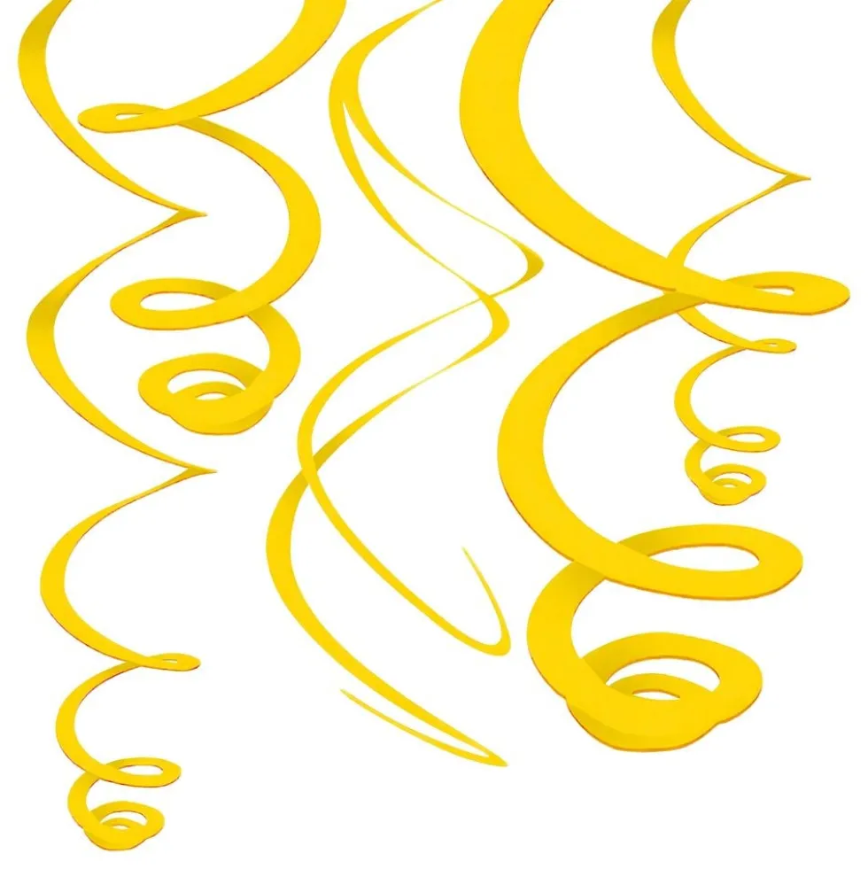 Keltaiset Swirls-kattokoristeet