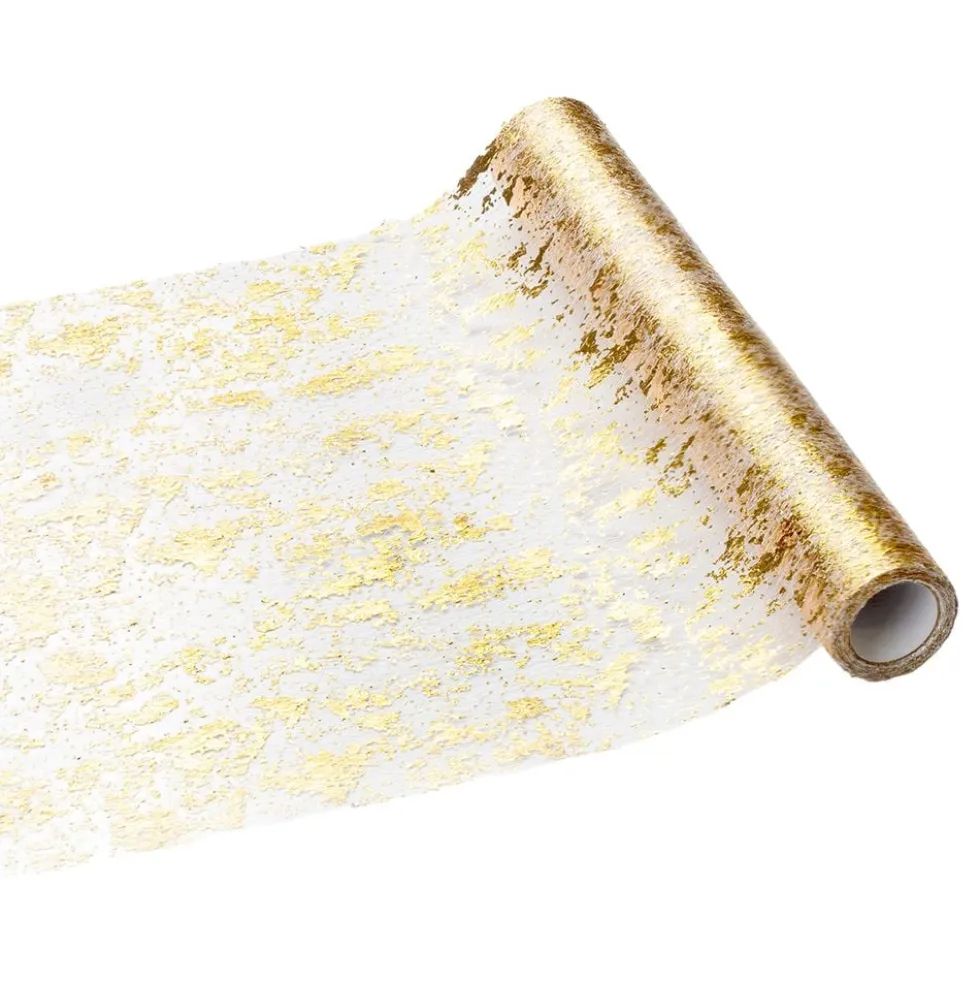 Kultainen Metallic-verkkopöytäliina