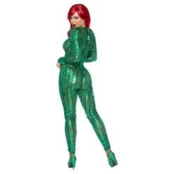 Laser Cut Catsuit Vihreä Metallic Deluxe