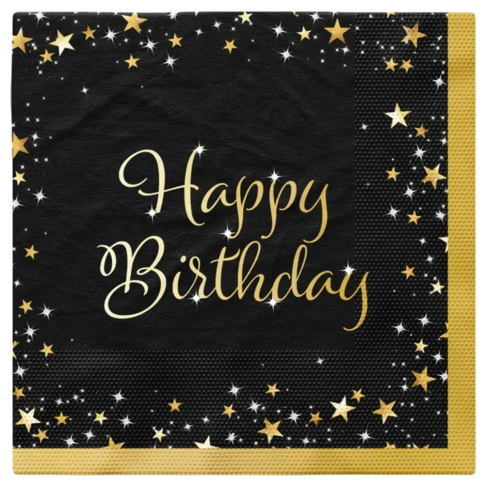 Lautasliinat Happy Birthday Musta/Kulta