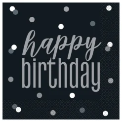 Lautasliinat Happy Birthday Musta Pilkullinen