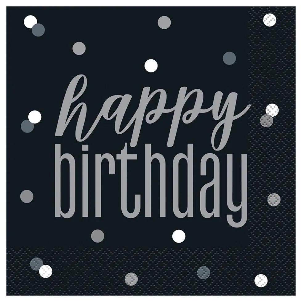 Lautasliinat Happy Birthday Musta Pilkullinen