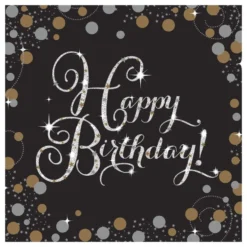 Lautasliinat Sparkling Happy Birthday Hopea/Kulta