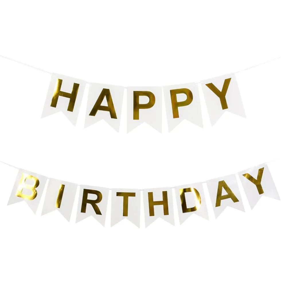 Lippuviirinauha Happy Birthday Valkoinen