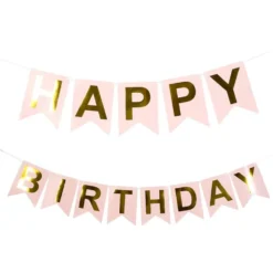 Lippuviirinauha Happy Birthday Vaaleanroosa