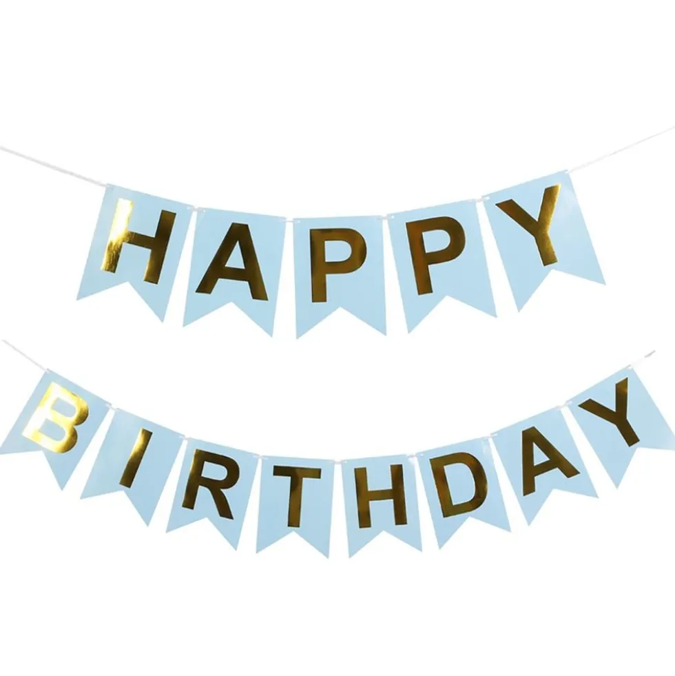 Lippuviirinauha Happy Birthday Vaaleansininen