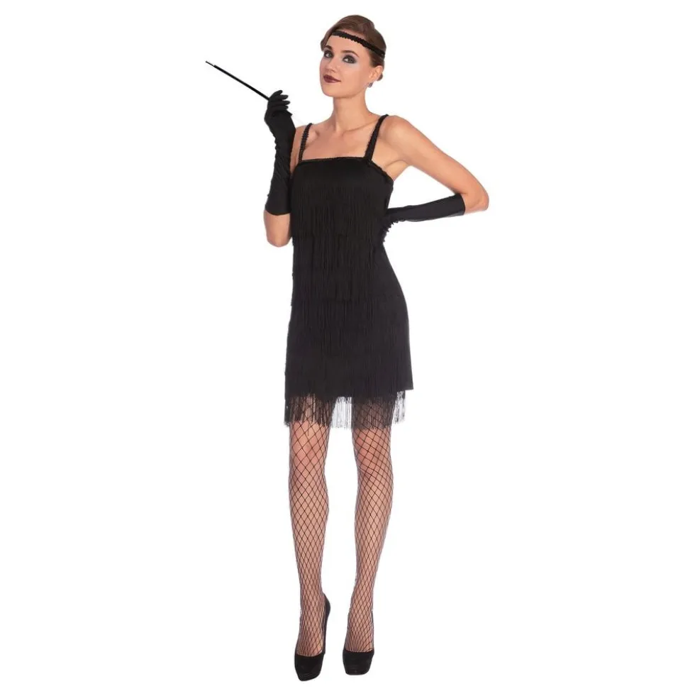 1920-luvun flappermekko musta naamiaisasu