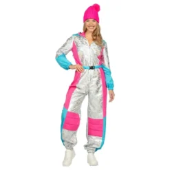 80-luvun Hopeinen Skioverall Naamiaisasu