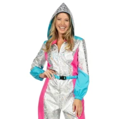 80-luvun Hopeinen Skioverall Naamiaisasu