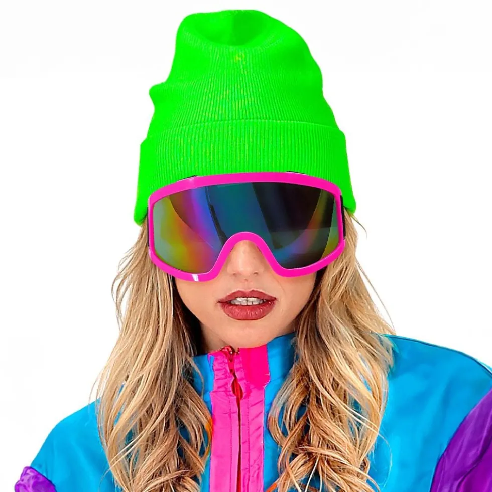 80-luvun Laskettelulasit Neonpinkki