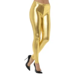 80-luvun Metallic Disco Leggingsit Kultaiset