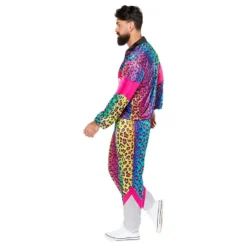 80-luvun Verryttelypuku Neon Leopard Naamiaisasu
