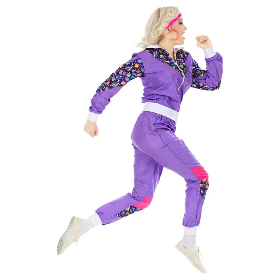 80-luvun Verryttelypuku Violetti Naamiaisasu