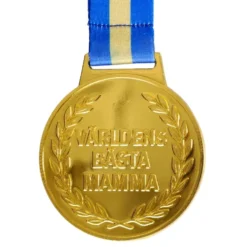 Maailman Parhaan Äidin Kultamitali Sinikeltaisella Nauhalla