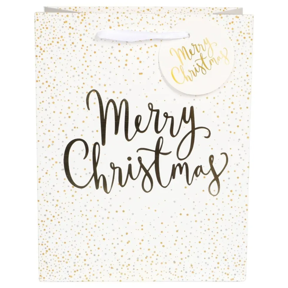 Merry Christmas Valkoinen Lahjapussi